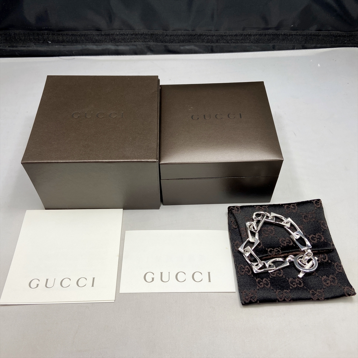 新品仕上 廃盤 希少 グッチ GUCCI フラットリンク ブレスレット シルバー 925