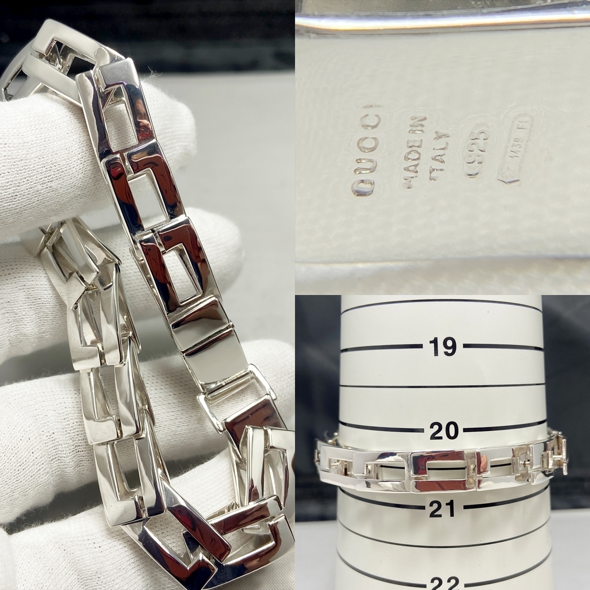 新品仕上 廃盤 希少 グッチ GUCCI Gモチーフ ヴィンテージ ブレスレット バングル シルバー 925