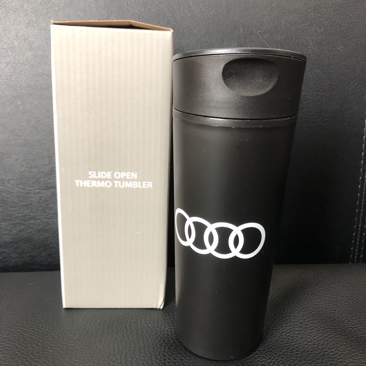 箱付き未使用★アウディ Audi　オリジナル?スライドオープン サーモタンブラー　黒　ブラック　純正　ノベルティ★非売品