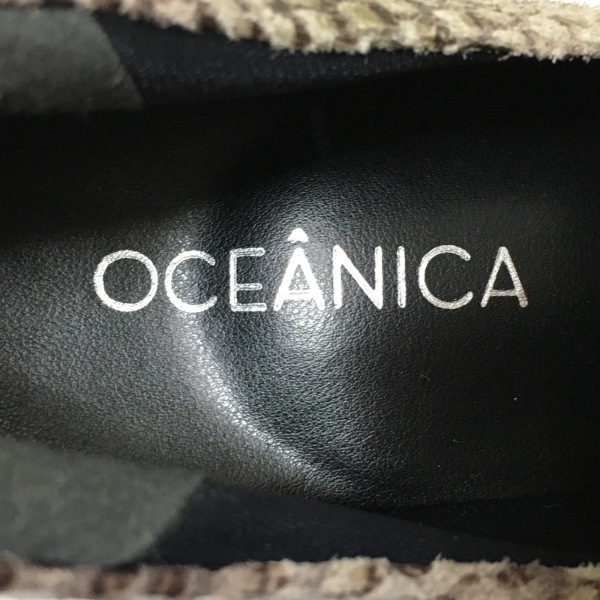 オセアニカ OCEANICA スリッポン 22.5 - レザー ライトグレー×グレーベージュ×ダークグレー レディース 型押し加工/ウェッジソール 靴の画像5