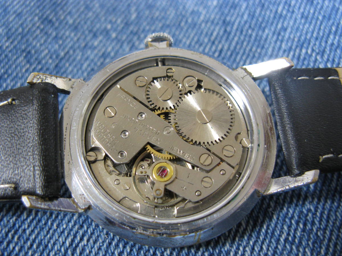 1960年代 WALTHAM ウォルサム ツートンダイヤル 34ｍｍ フランス製アンティーク手巻き腕時計 稼働美品 ！注油済み_フランス製ムーブメント7J搭載、綺麗快調！