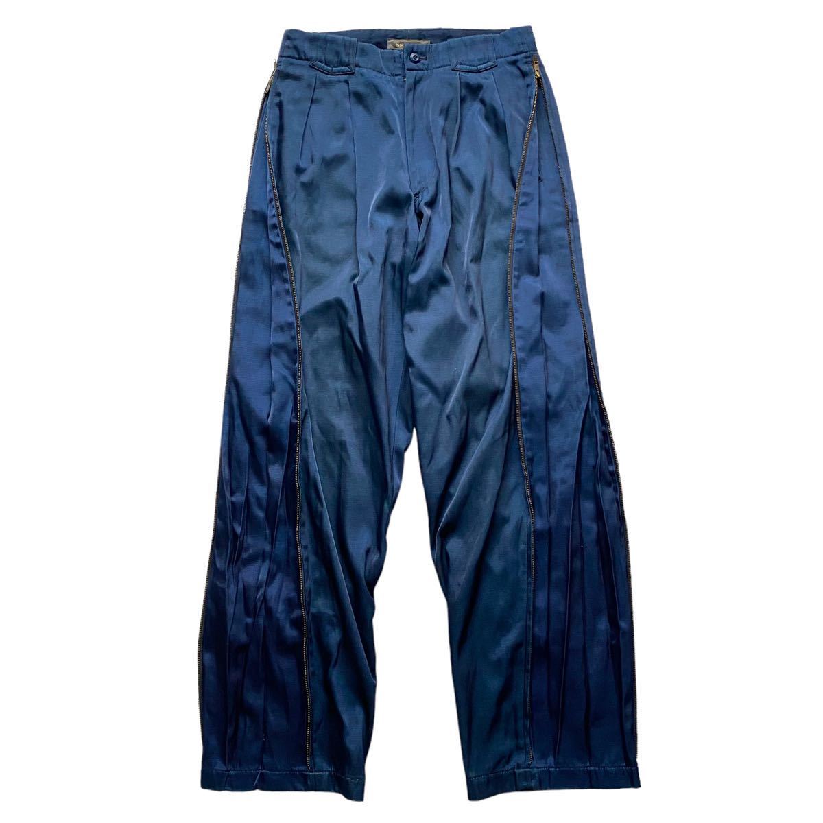 超希少 ISSEY MIYAKE MEN 80s side zip flare wide pants archive nylon cotton  イッセイミヤケ 筆タグ ワイドパンツ アーカイブ