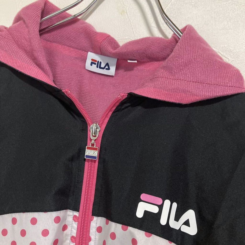 FILA filler nylon Parker jersey Kids girl 160 size lady's sport wear long sleeve hood 