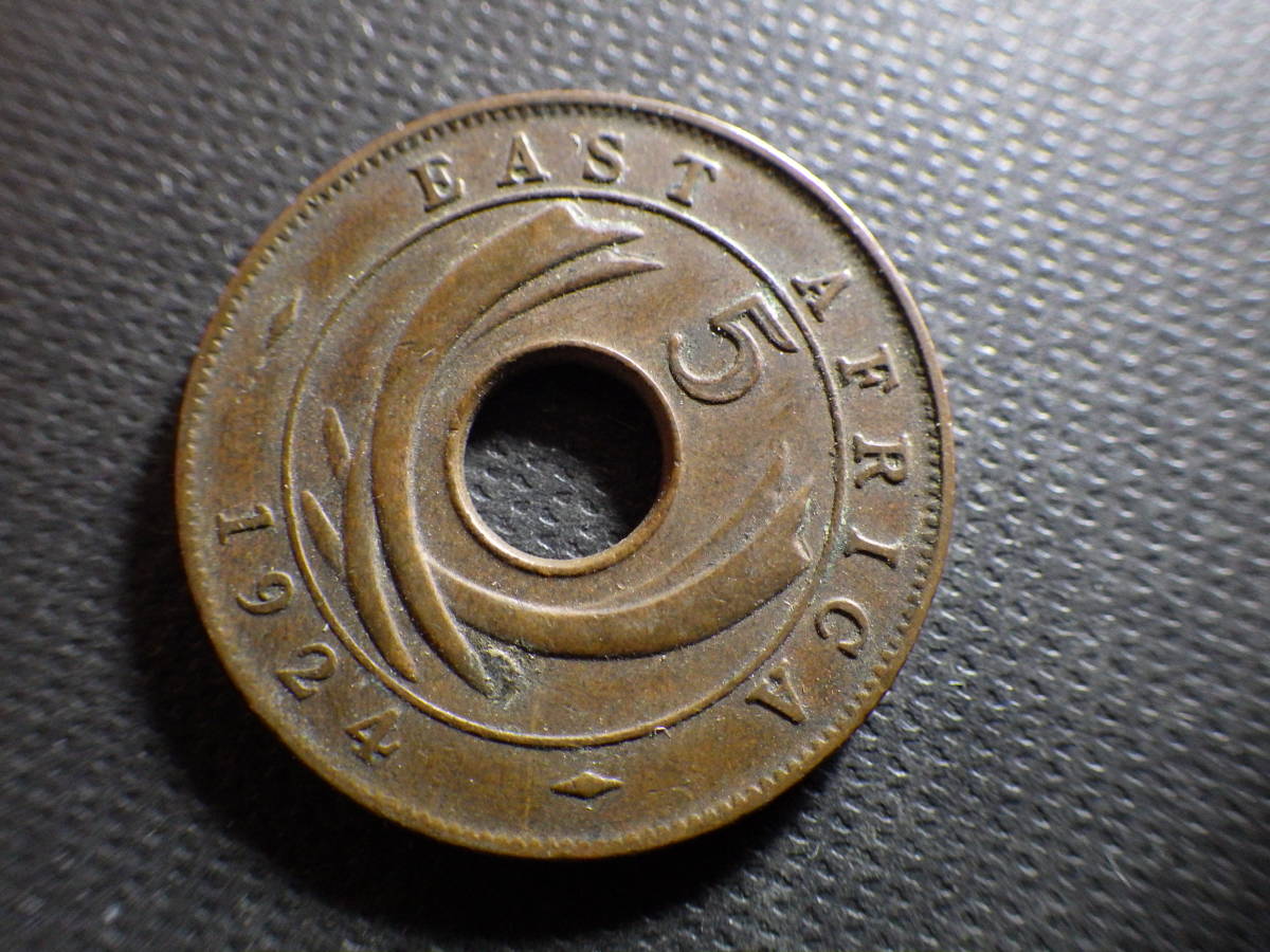 英領東アフリカ１９２４年 ５セント銅貨 直径約25.45ｍｍ重量約6.29ｇ 外国コインの画像4