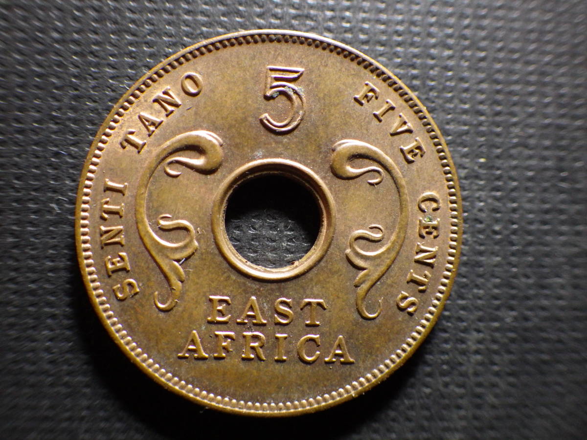 英領東アフリカ１９６４年 ５セント銅貨 直径約25.45ｍｍ重量約5.66ｇ 外国コインの画像1