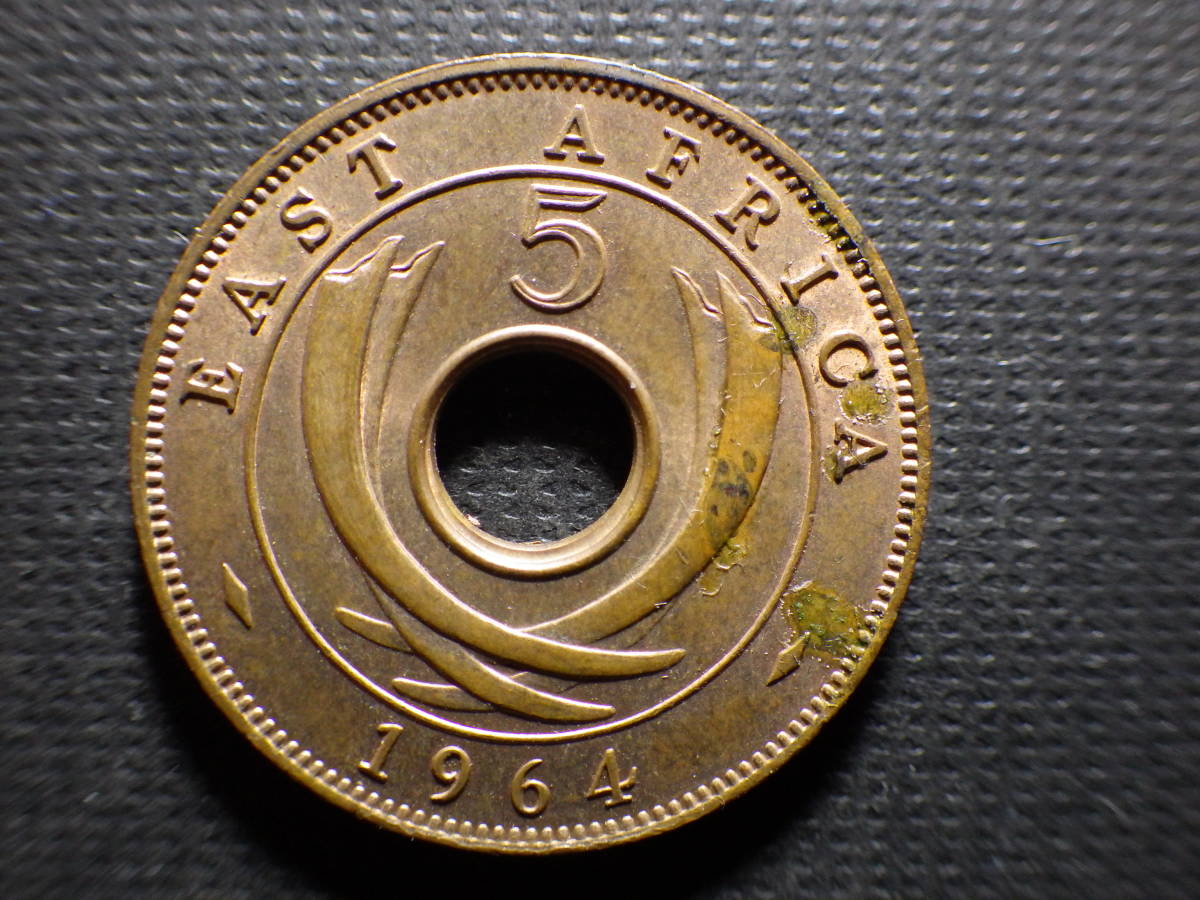 英領東アフリカ１９６４年 ５セント銅貨 直径約25.45ｍｍ重量約5.66ｇ 外国コインの画像3