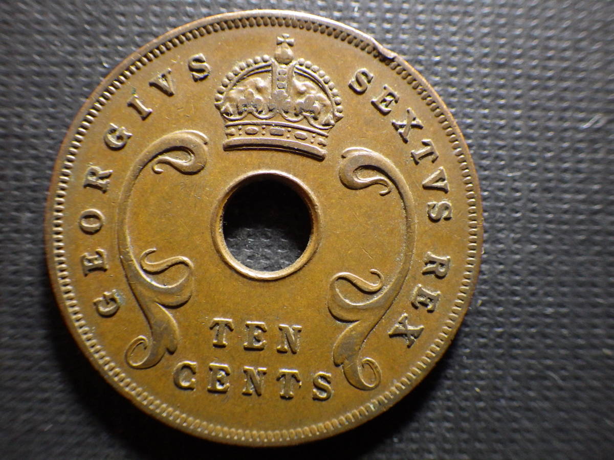 英領東アフリカ１９５１年 １０セント銅貨 直径約30.8ｍｍ重量約9.42ｇ 外国コインの画像3