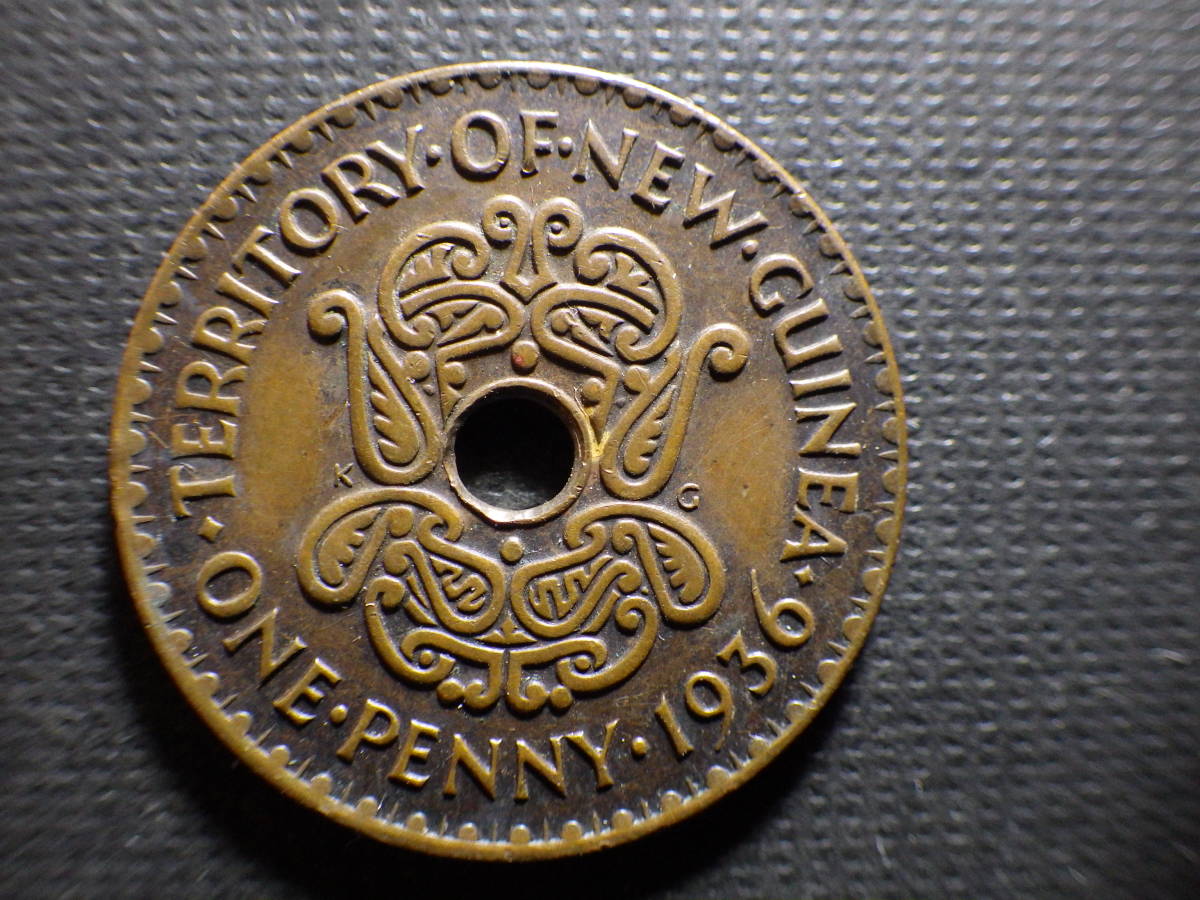 ニューギニアのコイン１９３６年 １ペニー銅貨 古い外国コインの画像1