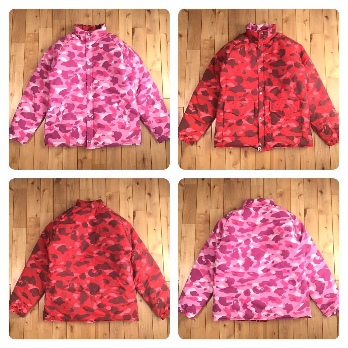 ★リバーシブル★ ダウンジャケット Lサイズ pharrell camo × pink camo a bathing ape BAPE エイプ ベイプ red camo down jacket z6873_画像1