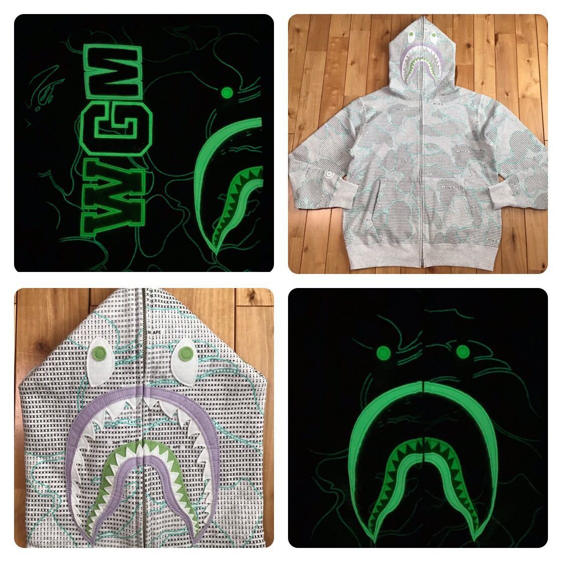 あすつく】 ☆蓄光☆ 2XL TEXT CODE CAMO SHARK FULL ZIP HOODIE a