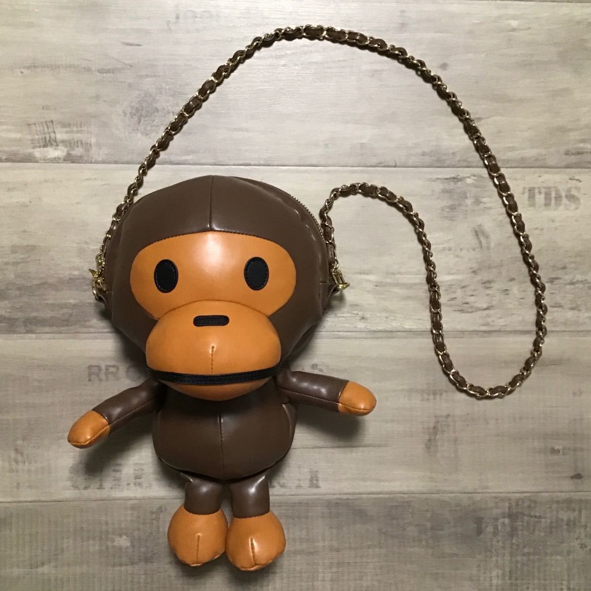 ☆美品☆ BABY MILO BIG PLUSH DOLL CHAIN shoulder BAG a bathing ape BAPE エイプ ベイプ マイロ  ショルダー バッグ z2082