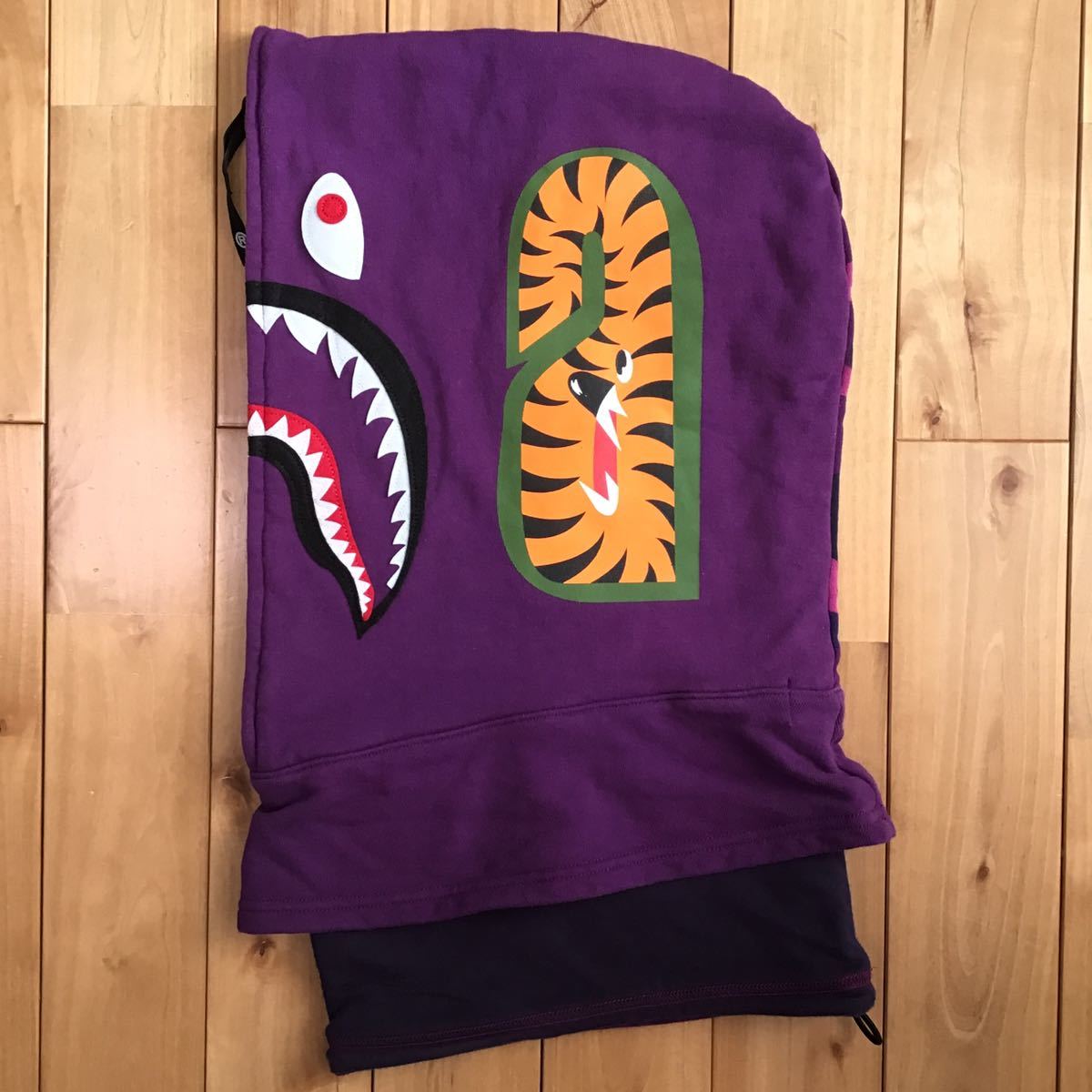 shark hoodie ネックウォーマー purple camo a bathing ape bape シャーク パーカー face mask フェイス マスク エイプ ベイプ i25_画像3