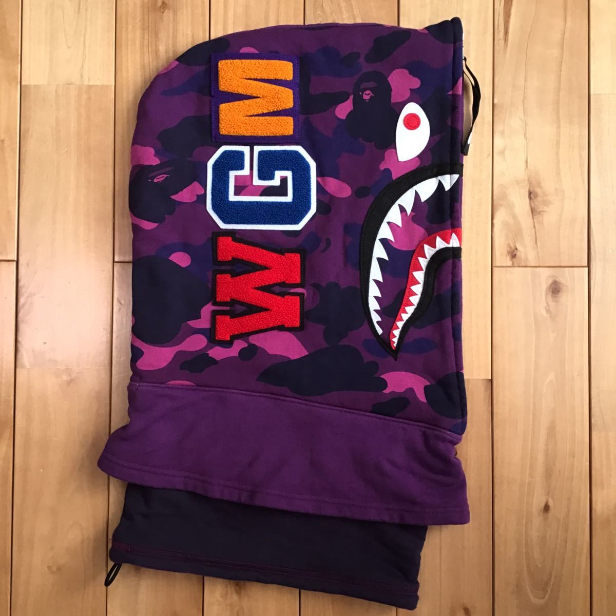 shark hoodie ネックウォーマー purple camo a bathing ape bape シャーク パーカー face mask フェイス マスク エイプ ベイプ i25_画像2