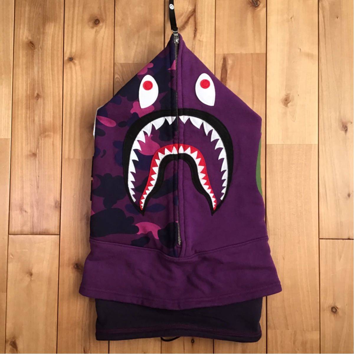 shark hoodie ネックウォーマー purple camo a bathing ape bape シャーク パーカー face mask フェイス マスク エイプ ベイプ i25_画像1