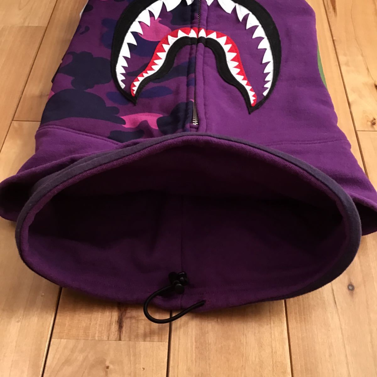 shark hoodie ネックウォーマー purple camo a bathing ape bape シャーク パーカー face mask フェイス マスク エイプ ベイプ i25_画像5