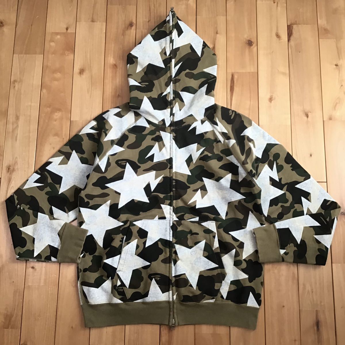 BAPE スター パーカー 1st camo green Sサイズ a bathing ape bape sta full zip hoodie star エイプ ベイプ アベイシングエイプ 迷彩 z05