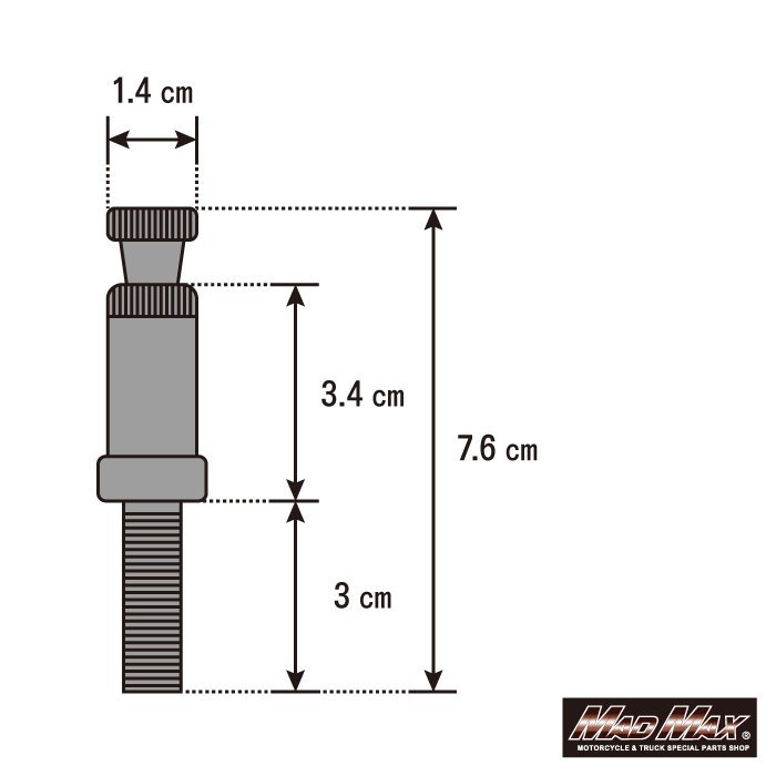 バイク用品 汎用 ウインカーステー M10×76mm ブラック 1本/ホーク2 クラブマン ホーネット エイプ ゼファーχ【メール便送料200円】_画像2