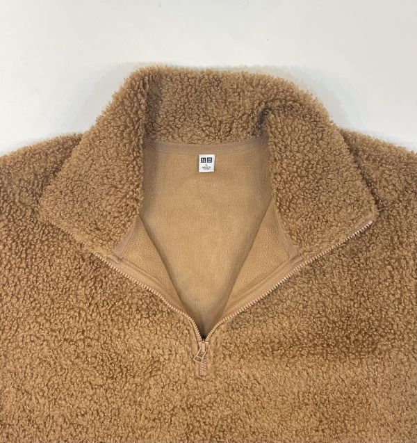 H6539 UNIQLO ユニクロ ボアフリースハーフジッププルオーバー 長袖トップス ベージュ L