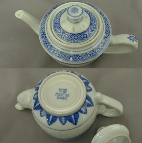 中国 景徳鎮 茶器 蛍 急須 茶碗 5客 陶磁器 中國景徳鎮製 MADE IN CHINA 未使用品の画像7