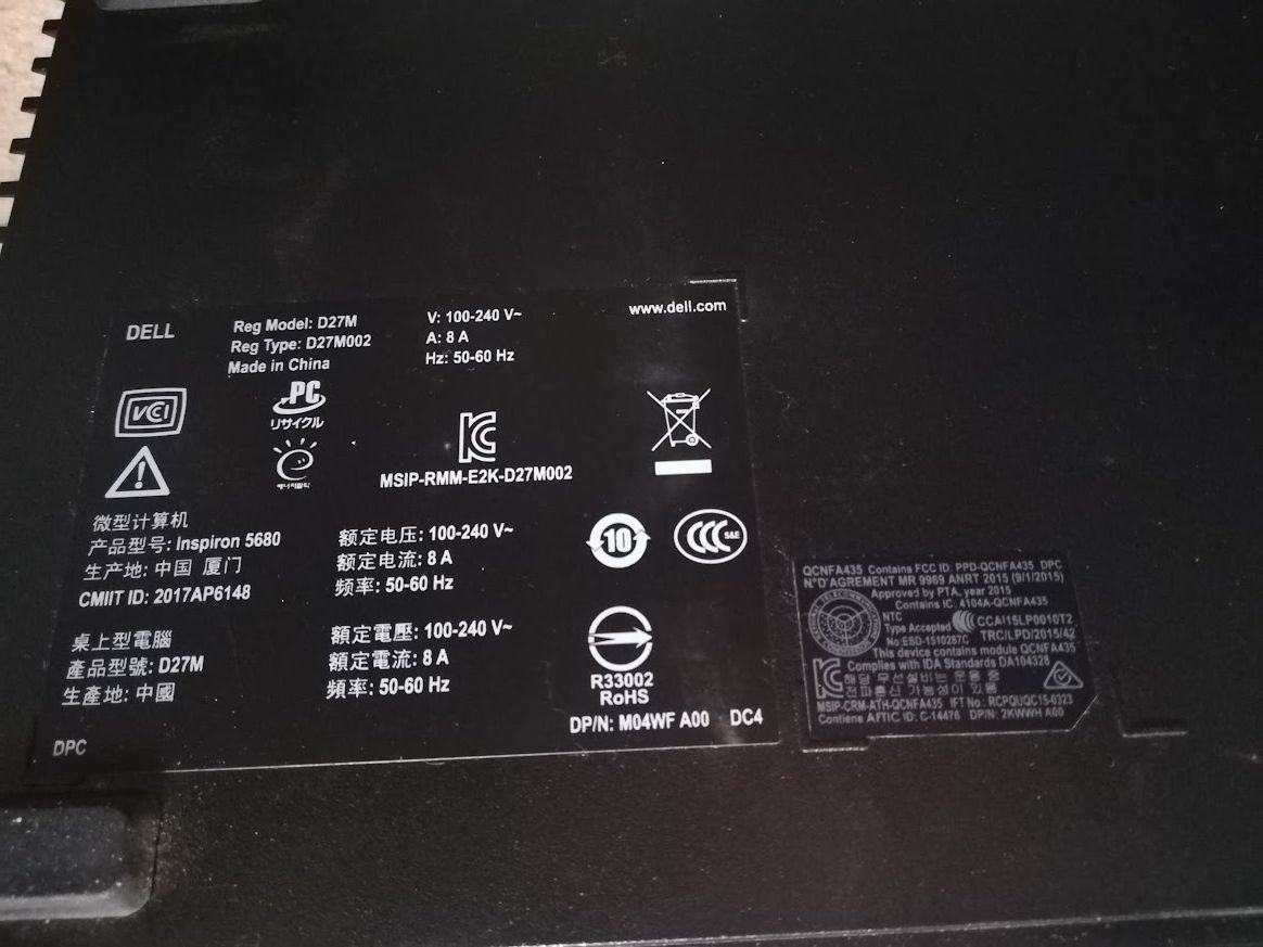 ゲーミングPC DELLInspiron 5680 i5 9400F RTX 2060 6GB SSD 500GB HD