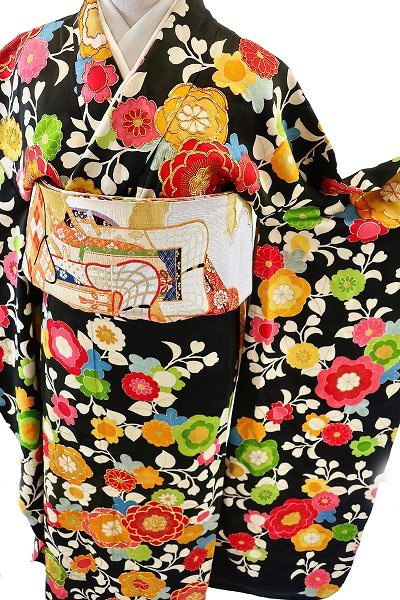 アンティーク 振袖 丸帯 2点セット トールサイズ 身丈169.5cm 裄丈67cm 金駒刺繍 大正ロマン レトロ 結婚式 m-4146