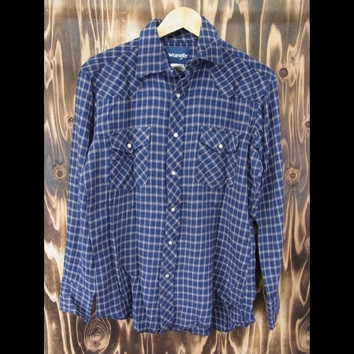 管理：0-88 ☆ Wrangler ラングラー ウエスタンシャツ ( western　shirt )　 長袖シャツ メンズ M　 チェック　両胸ポケット ☆_画像1