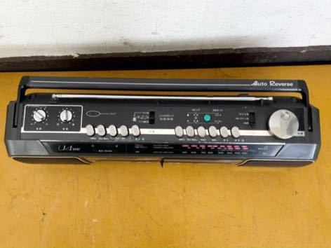 SANYO Sanyo U4-W41(GR) double radio-cassette cassette deck retro YT antique radio, tape B operation OK present condition goods 