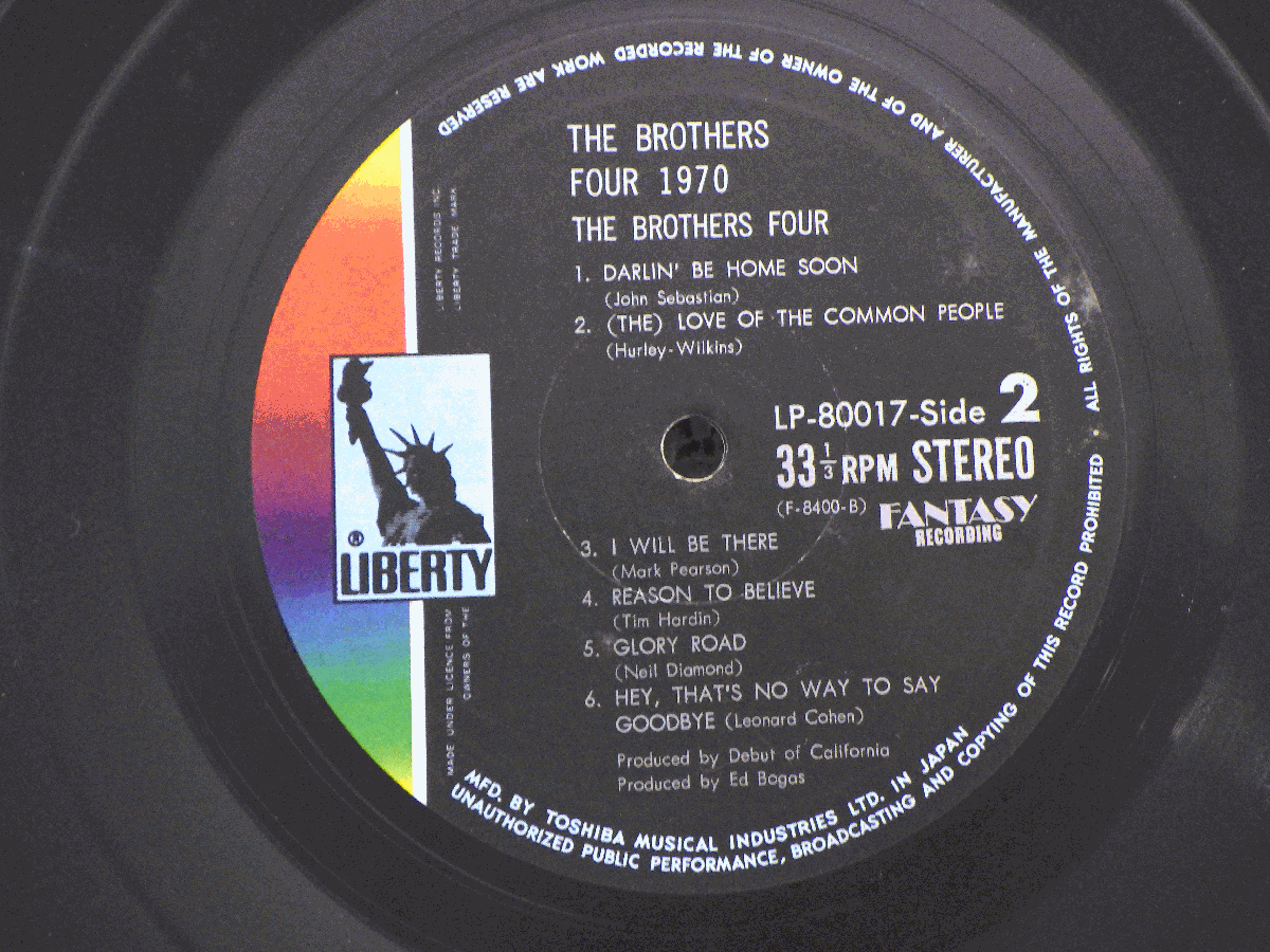 LP レコード THE BROTHERS FOUR ブラザース フォア 1970 【 E- 】 D7110T_画像10