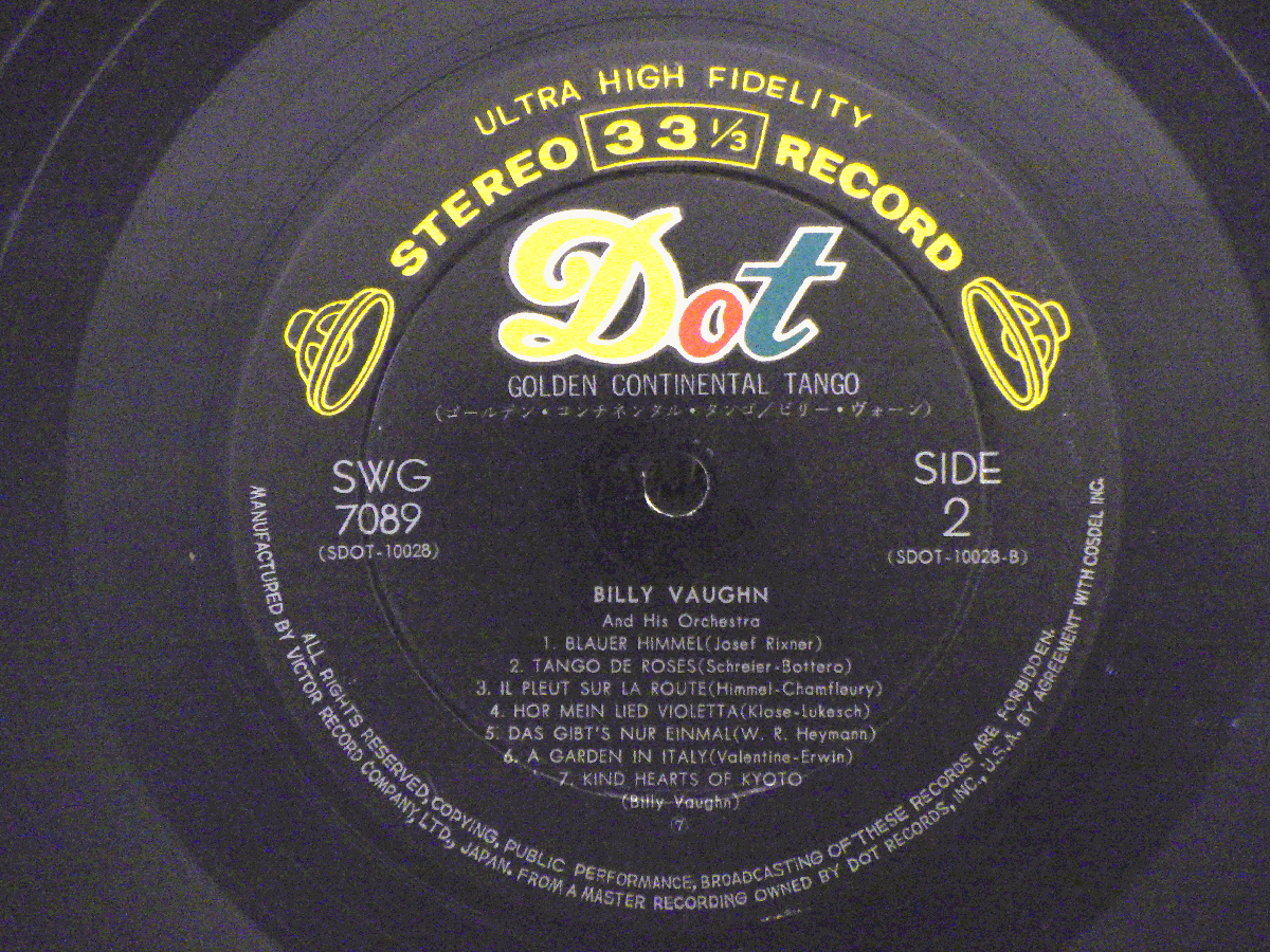 LP レコード Billy Vaughn ビリー ヴォーン GOLDEN CONTINENTAL TANGO 【 VG+ 】 D8183T_画像7