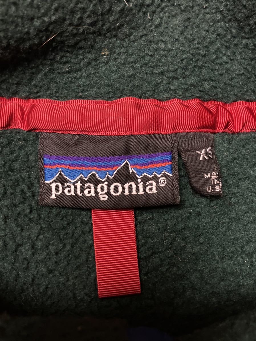 ◆ patagonia ◆ パタゴニア 90s 92年 USA製 アウトドアスタイル SYNCHILLA SNAP T シンチラ スナップT プルオーバー XS 深緑_画像9