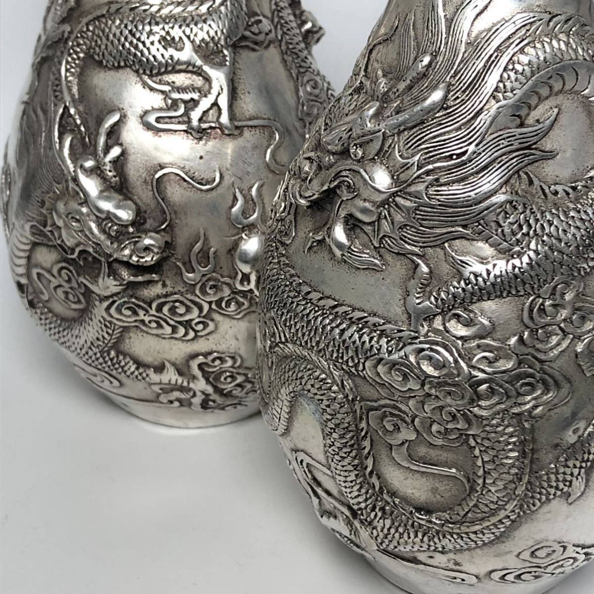 アンティーク 銀竜 花瓶 時代物 置き物 縁起物 骨董品 美術品 レア