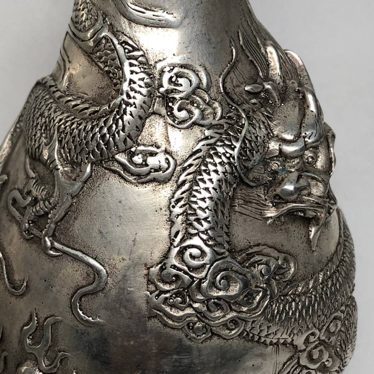アンティーク 銀竜 花瓶 時代物 置き物 縁起物 骨董品 美術品 レア