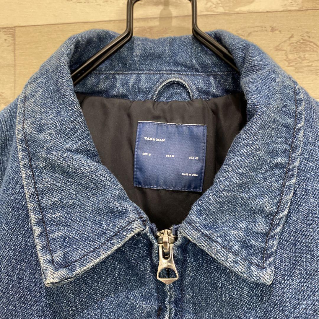 激レア】デニム スイングトップ ワッペン 刺繍 ZARA メンズUS M 激レア】デニム スイングトップ ワッペン 刺繍 ZARA メンズUS M