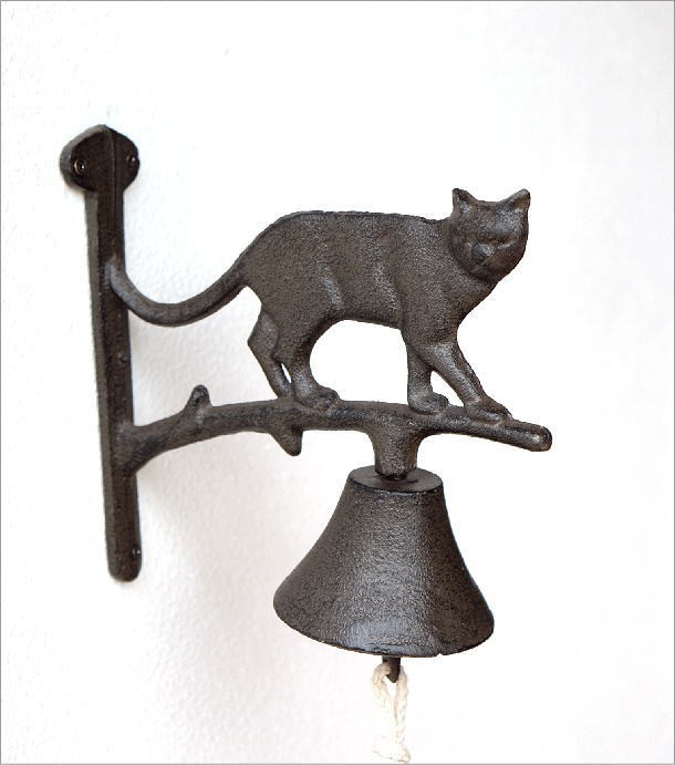  bell doorbell garden entranceway gardening accessory cat ornament objet d'art iron retro antique iron cat bell 