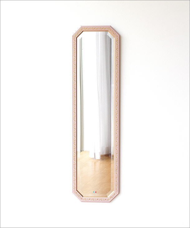 イタリア製 姿見 鏡 壁掛けミラー ウォールミラー アンティーク クラシック ロング ゴールド 全身鏡 イタリアンロングミラー OTピンク_画像6