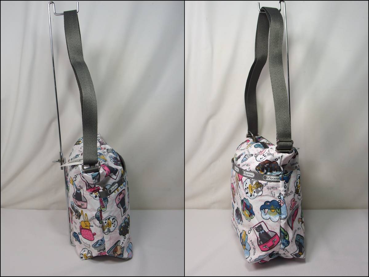 ☆≪未使用品≫LESPORTSAC SMALL CLEO CROSSBODY ショルダーバッグ 動物柄 ホワイト 白 ナイロン 7562 ななめ掛け 鞄 レスポートサック_画像3