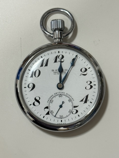 18745-2☆美品 懐中時計 SEIKO PRECISION 15 JEWELS セイコー 手巻き シルバーの画像1