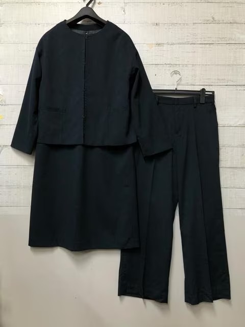 新品☆L♪紺系♪着回しスーツ3点セット♪ワンピース・セミワイドパンツ☆t442_画像2