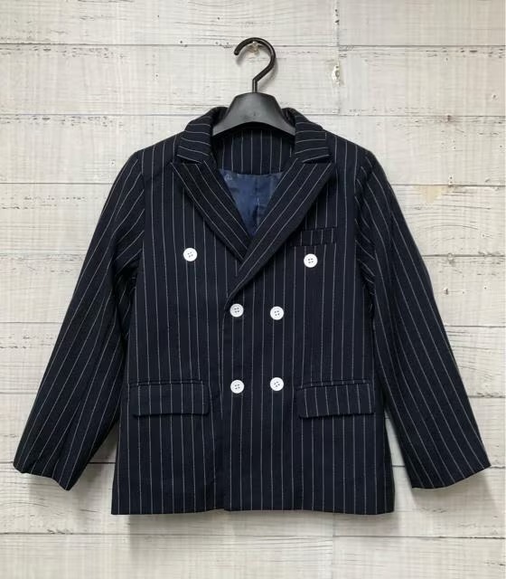 新品☆男の子130♪紺系ストライプ♪ダブルのスーツ5点セット♪入学式フォーマル☆s157_画像4