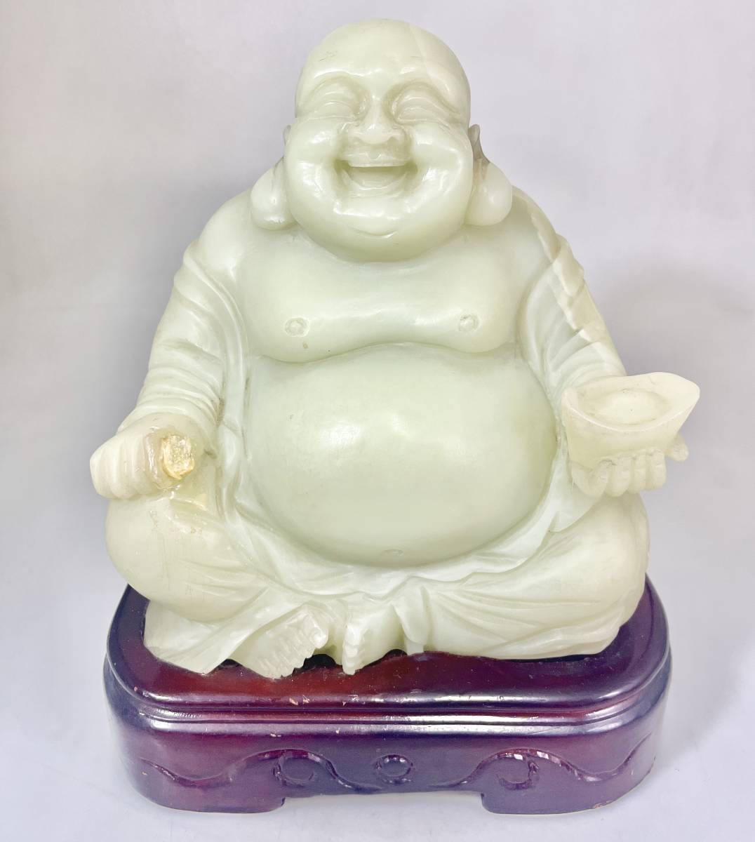 翡翠製?☆台座付き 布袋様 天然石 縁起