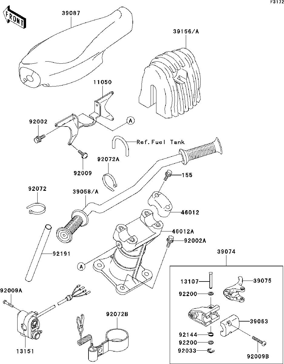 Kawasaki 900STX'01 OEM section (Handlebar) parts Used [K5050-16]_画像3