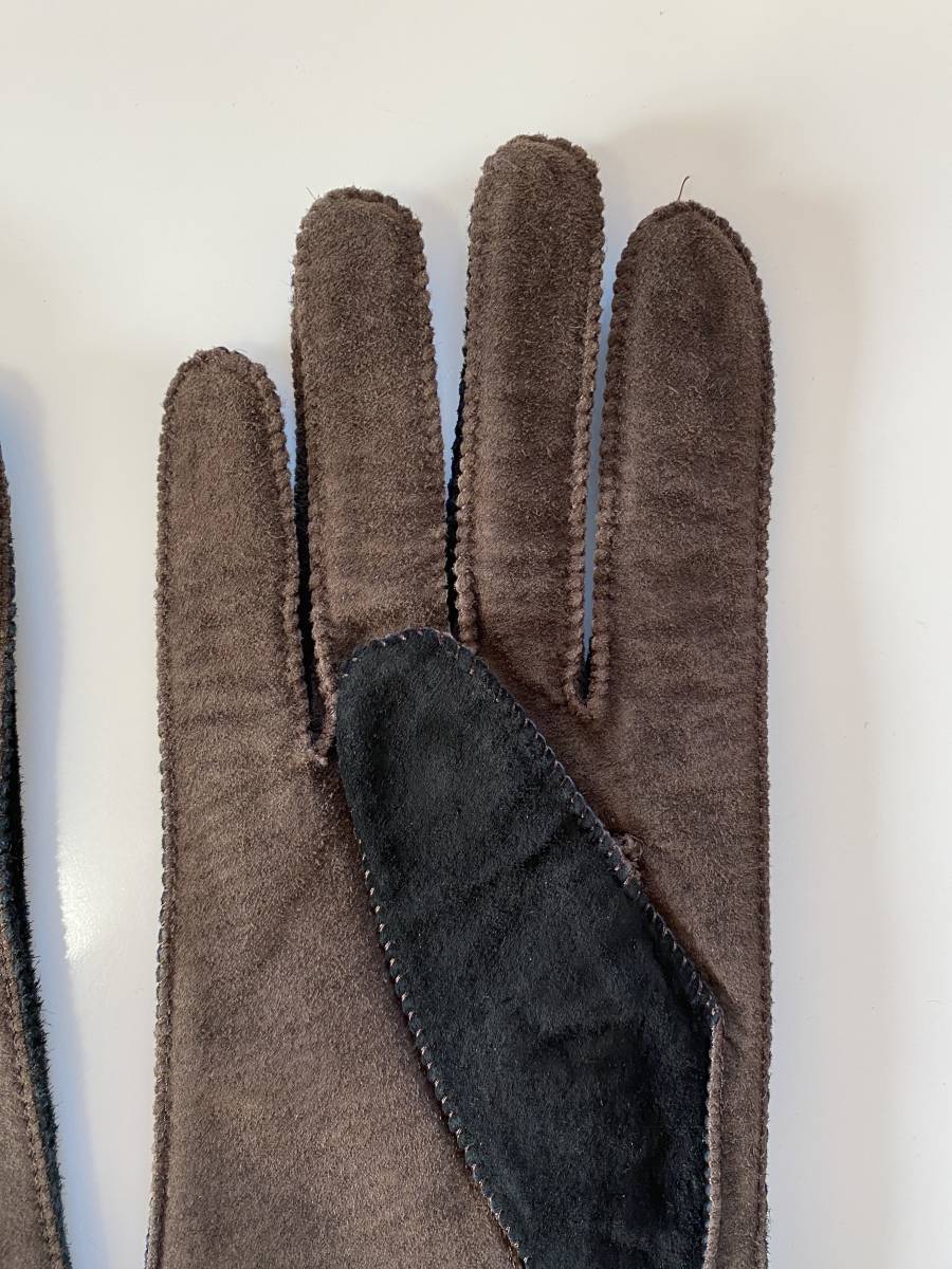 [ unused ] Georges * Rech suede leather glove leather gloves black × Brown size 21cm lining attaching GEORGES RECH