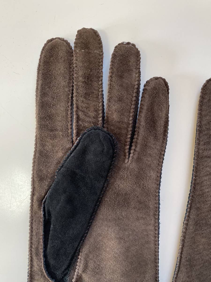 [ unused ] Georges * Rech suede leather glove leather gloves black × Brown size 21cm lining attaching GEORGES RECH