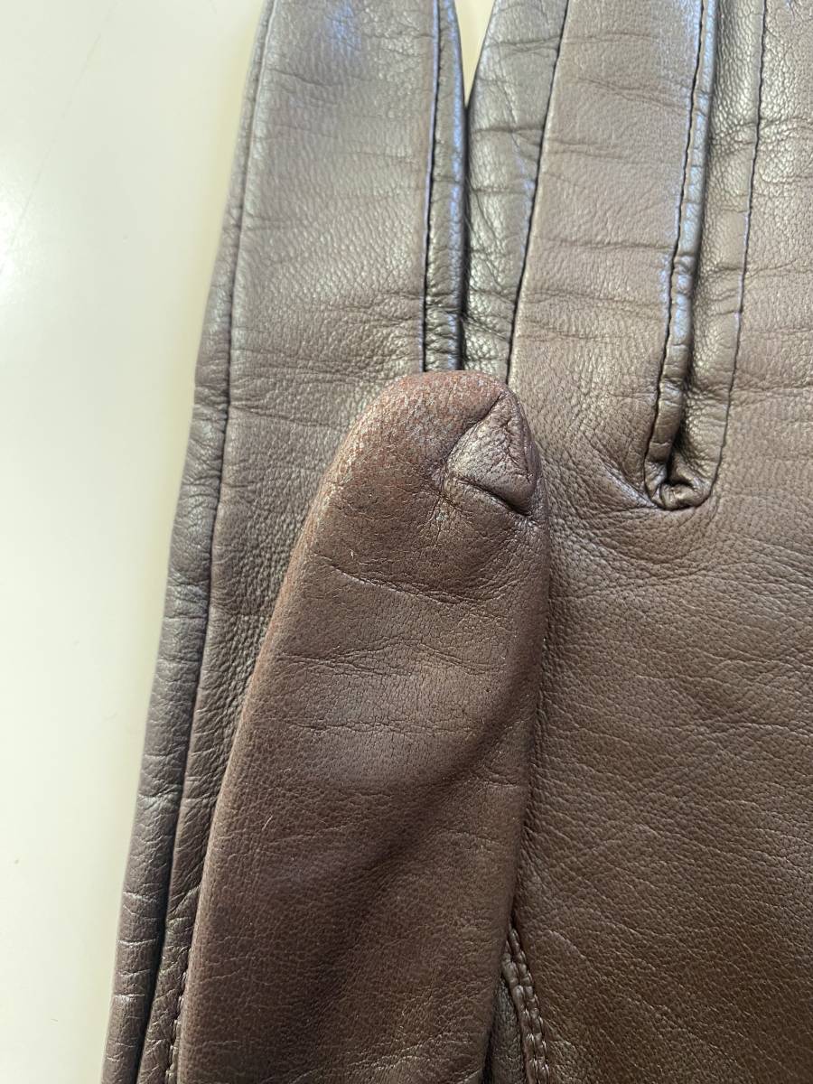 [ beautiful goods ] Chloe Chloe lady's leather long glove brown group leather gloves size 21cm lining attaching 