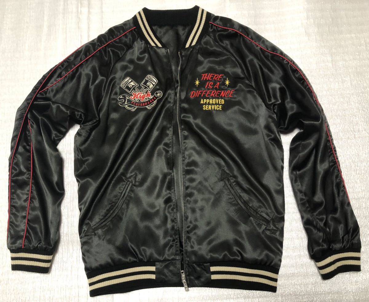  очень редкий супер редкий товар привлекательный Snap-on вышивка Japanese sovenir jacket двусторонний черный чёрный M размер прекрасный товар бесплатная доставка!!