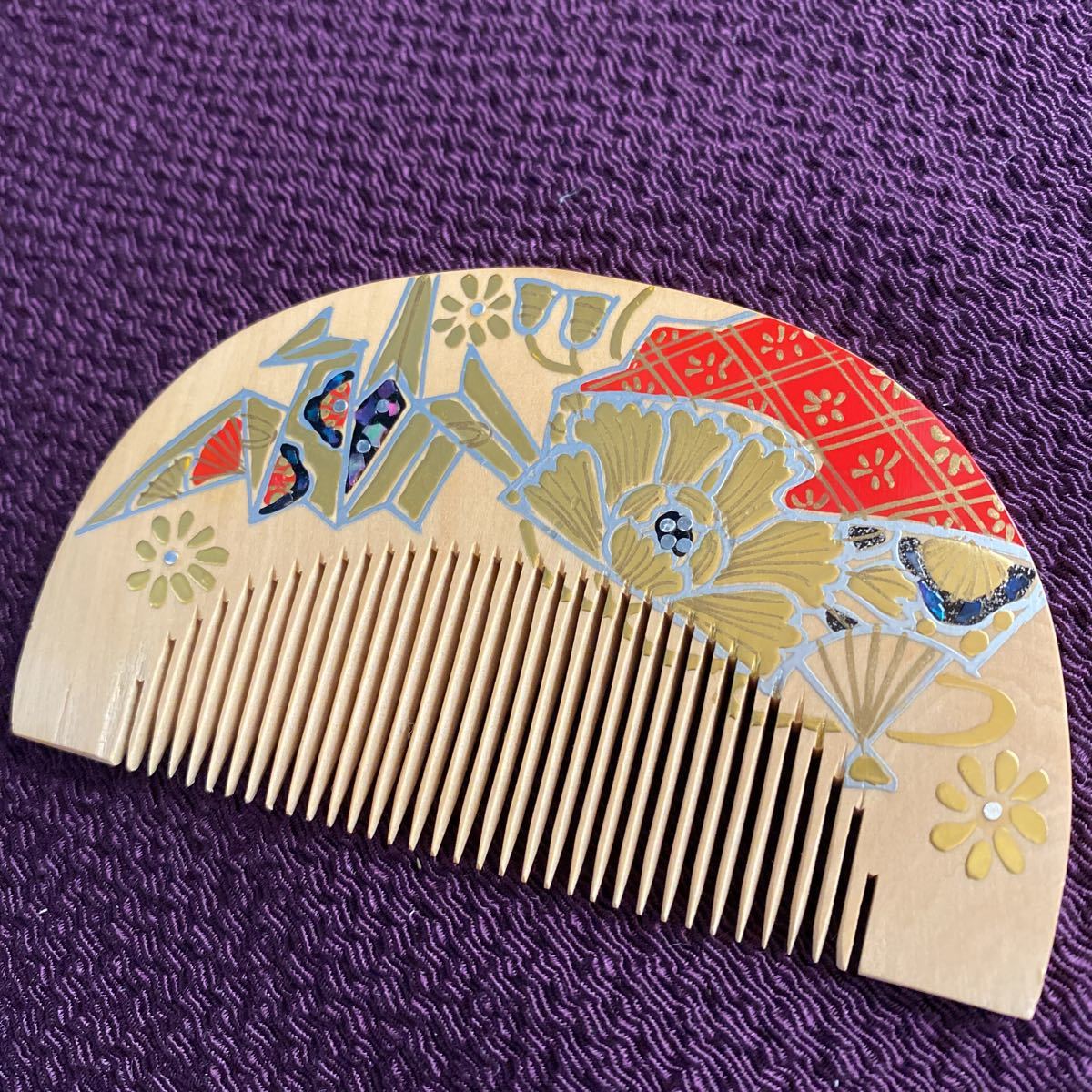 book@... kimono small articles mother-of-pearl skill folding crane gold paint hour branch . Japanese clothes hair ornament unused goods Japanese coiffure Showa Retro .. antique comb ornamental hairpin .
