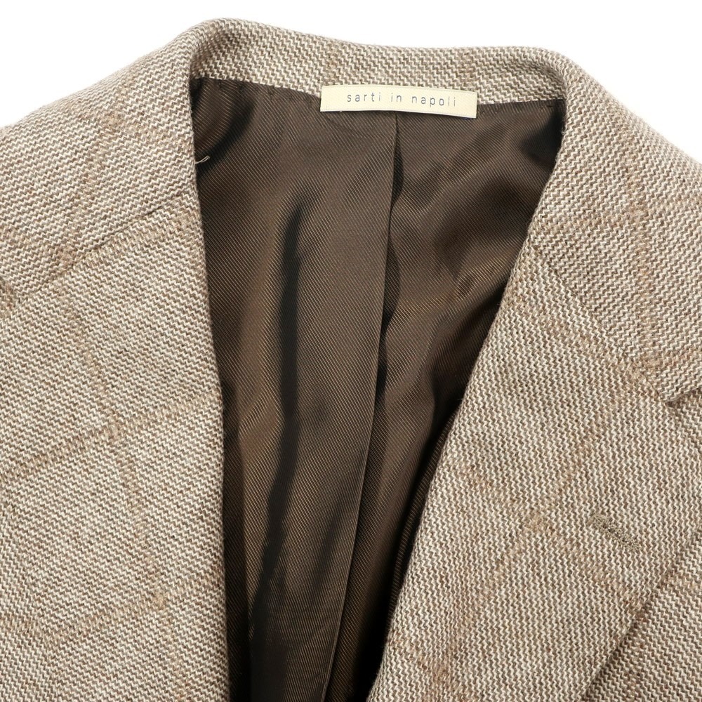 中古】デペトリロ DE PETRILLO カシミア チェック ジャケット ブラウン