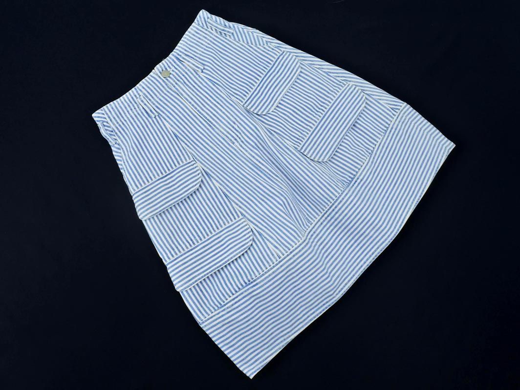 TSUMORI CHISATO ツモリチサト ストライプ Aライン 台形 デニムスカート size1/白ｘ水色 ■■ ☆ dab9 レディース_画像1