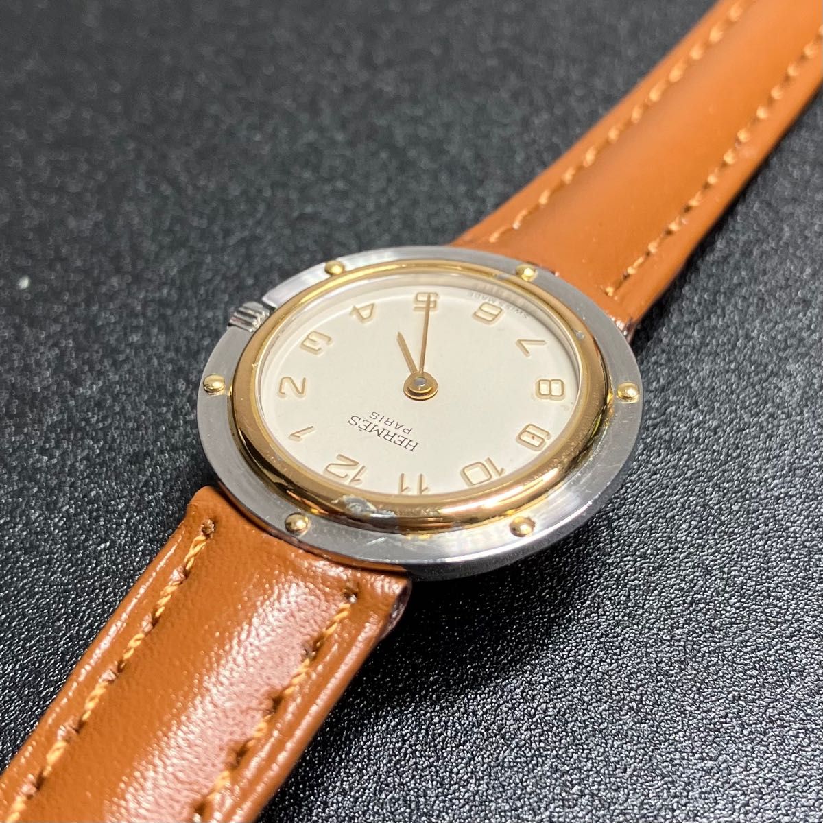 良品 確実正規品】 エルメス 腕時計 クリッパー ゴールドコンビ
