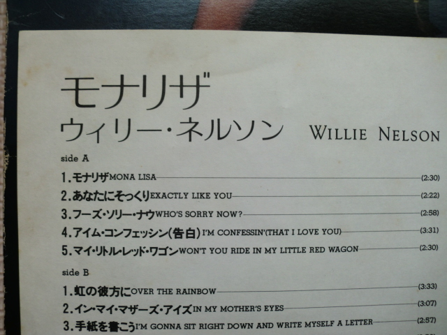 ＊【LP】ウィリー・ネルソン／モナリザ（25AP2009）（日本盤）_画像6